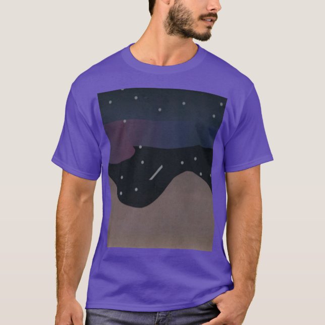 Lila T - Shirt mit Mountain & Night Sky (Vorderseite)