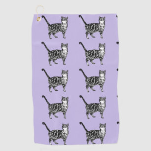 Lila Tabby Katze Niedliche Katzen Kunst Autos Matt Golfhandtuch