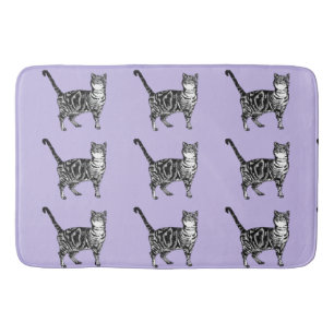 Lila Tabby Katzen Niedliche Katzen Kunst, Dichtung Badematte