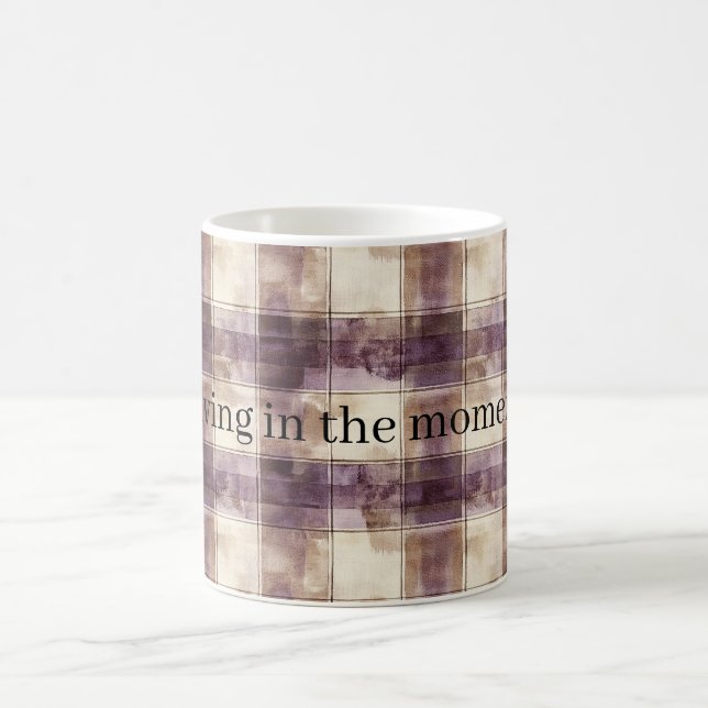 Lila-Tan-Creme-Streifen Kaffeetasse (Mittel)