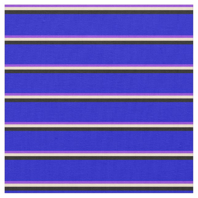 Lila, Tan, Schwarz und Blau Farbmuster Stoff (Nahaufnahme)