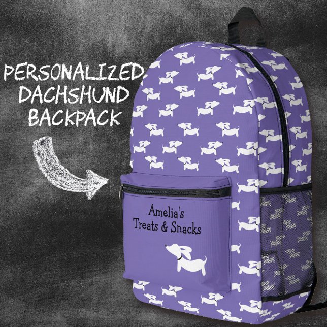 Lila Tanzen Dackeln Beutel für Dackel Hunde Mamas Bedruckter Rucksack (Purple dachshund backpack for kids and adults)