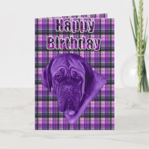Lila Tartan Dogue de Bordeaux Dog, Karte