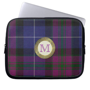Lila Tartan-karierte Monogramm-Laptop-Abdeckung Laptopschutzhülle