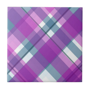 Lila-Tartan-Muster Fliese