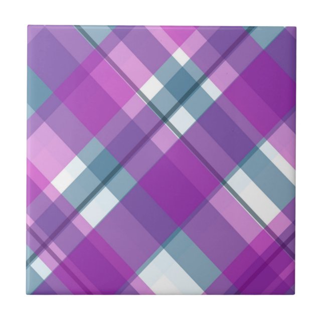 Lila-Tartan-Muster Fliese (Vorderseite)