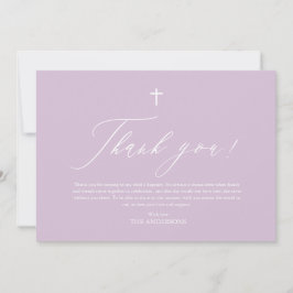 Lila Taufe des Weißen Kreuzes Dankeschön-Karte Einladung