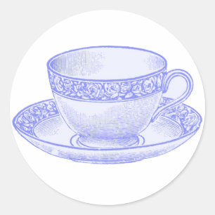 Lila Teacup Runder Aufkleber