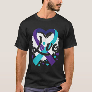 Lila Teal-Band Herz-Lebensmotto Suizidprävention A T-Shirt
