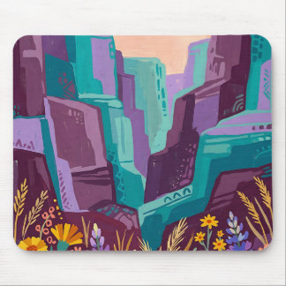Lila Teal Canyon Felsformation Mauspad