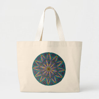 Lila/Teal-Sternenexplosions-Mandala-Tragetasche Jumbo Stoffbeutel