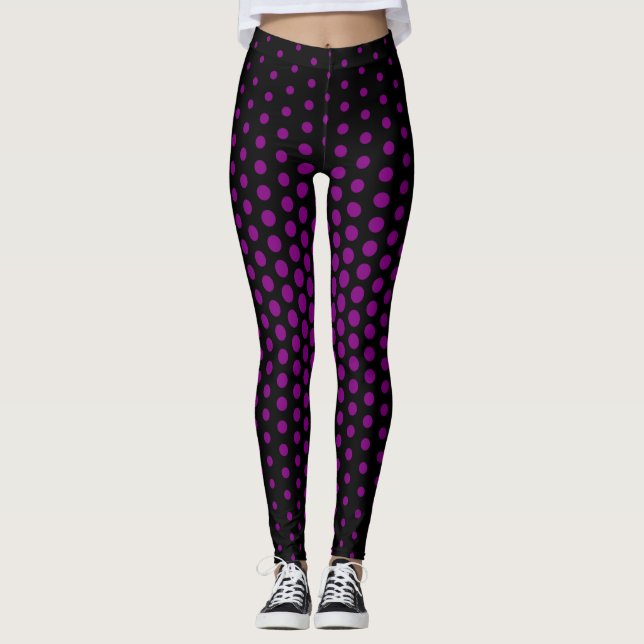 Lila Techno-Dot-Muster Leggings (Vorderseite)