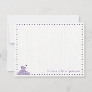Lila Teddy Bears Personalisierte Note Card Mitteilungskarte