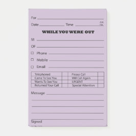 Lila Telefon-Mitteilungs-Posten ist es Post-it Klebezettel