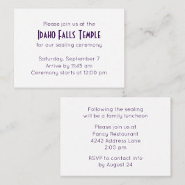 Lila Tempelversiegelung und Einladung zum Essen