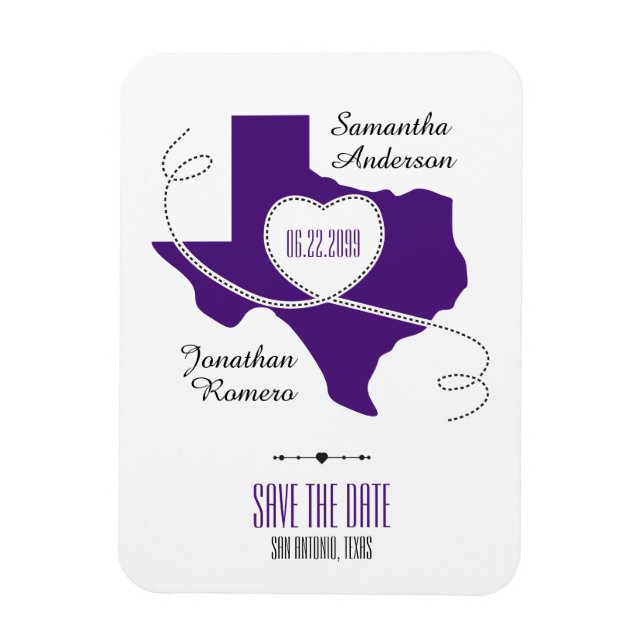 Lila Texas Curling Ribbon Save the Date Magnet (Vertikal)