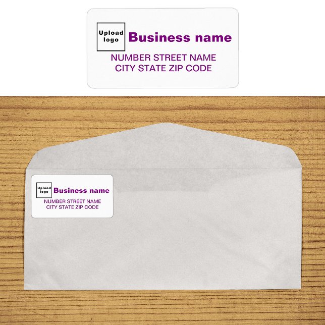 Lila Texte Geschäftsanschrift Adressaufkleber (Business address label in purple text)