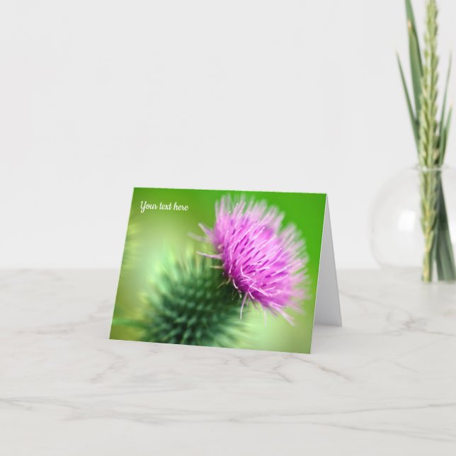 Lila Thistle Grußkarte Dankeskarte (Vorderseite)