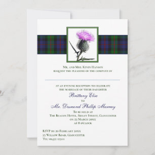 Lila Thistle Murray von Atholl Tartan Wedding Einladung