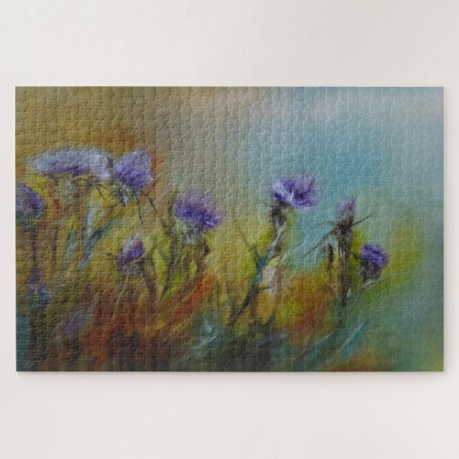 Lila Thistles Alte Meister bemalt Puzzle (Horizontal)