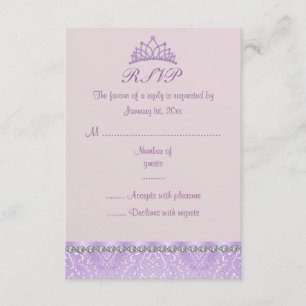 Lila Tiara & Damask Sweet16 RSVP-Karte RSVP Karte