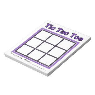 Lila Tic Tac Zehe-Spiel-Notizblock Notizblock