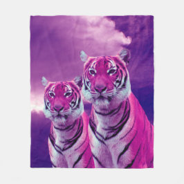 Lila Tiger Fleecedecke