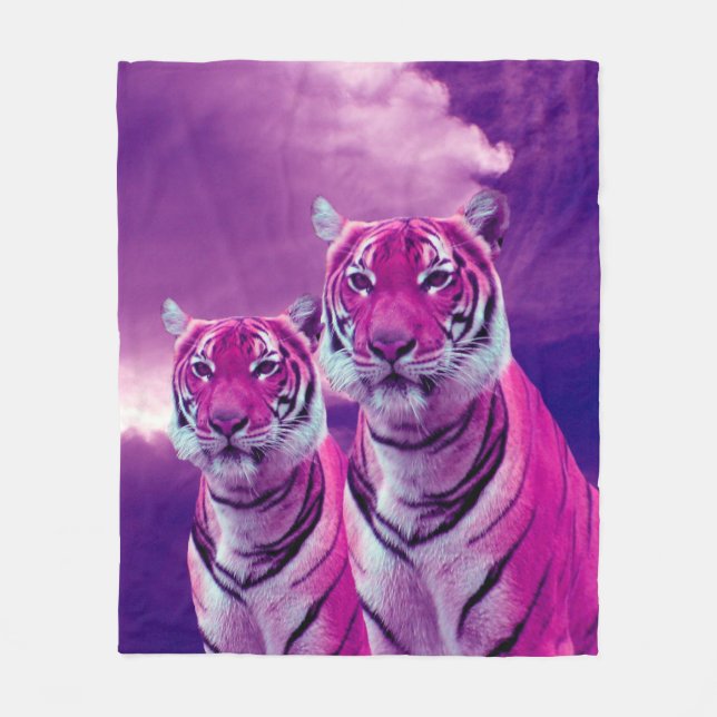 Lila Tiger Fleecedecke (Vorderseite)