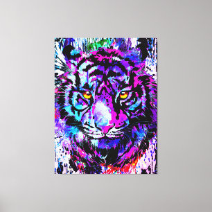 Lila Tiger Head Portrait Leinwand Printmedien