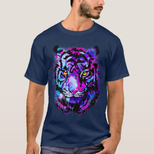 Lila Tiger Head - Tiger Portrait Artwork T-Shirt