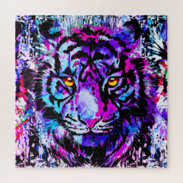 Lila Tiger Head - Tiger Portrait Jigsaw Puzzle