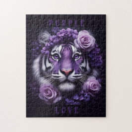 Lila Tiger mit Blume Puzzle