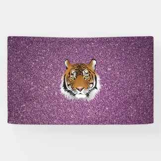 Lila Tiger mit Glitzer-Hintergrund Banner
