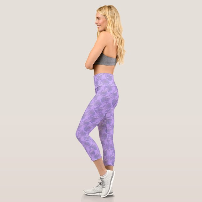 Lila Tiger Muster Capri Leggings (Links)