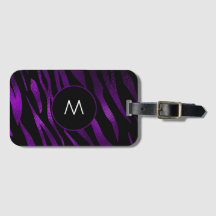 Lila Tiger Streifen Monogramm Gepäckanhänger