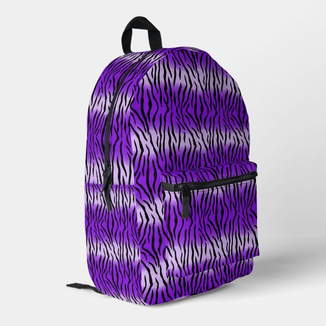 Lila Tigerdruck Bedruckter Rucksack (Rückseitige Ecke links)