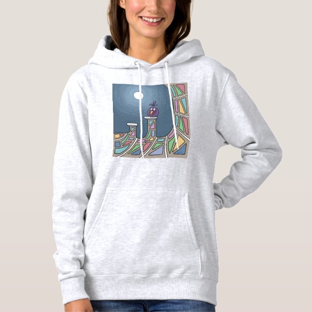 Lila Tiki Bird mit Vollmond Hoodie (Vorderseite)