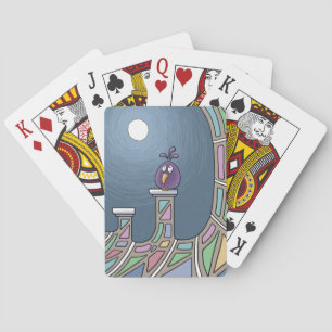 Lila Tiki Bird mit Vollmond Spielkarten