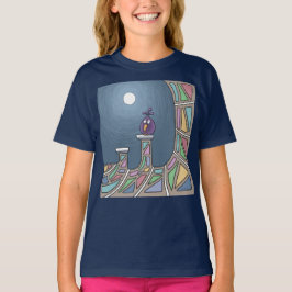 Lila Tiki Bird mit Vollmond-T - Shirt