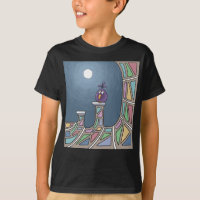 Lila Tiki Bird mit Vollmond-T - Shirt