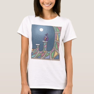 Lila Tiki Bird mit Vollmond-T - Shirt