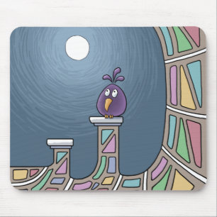Lila Tiki Bird mit Vollmondmousepad Mousepad