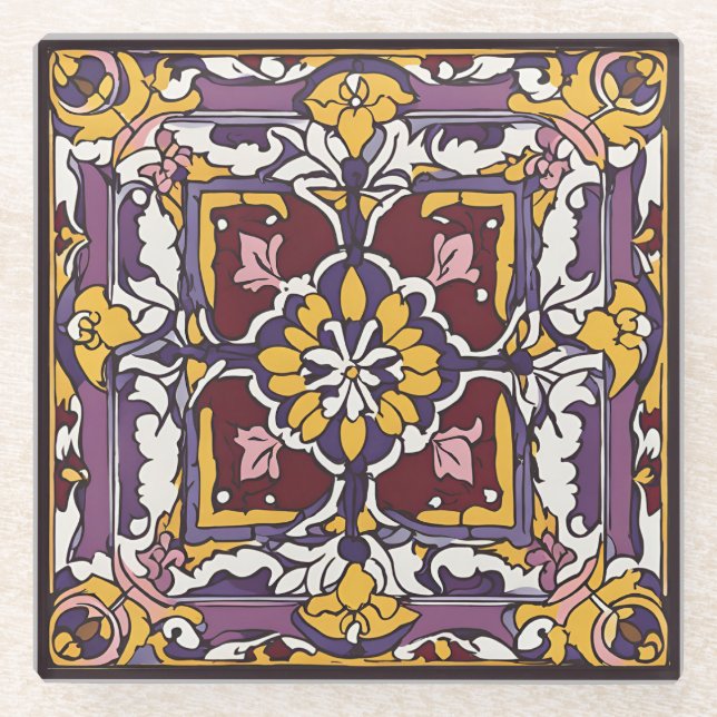 Lila Tile Glasuntersetzer (Vorderseite)