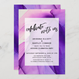 Lila Tinten feiern mit Hochzeitsempfang Einladung