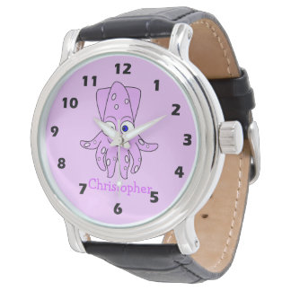 Lila Tintenfisch-Design Armbanduhr