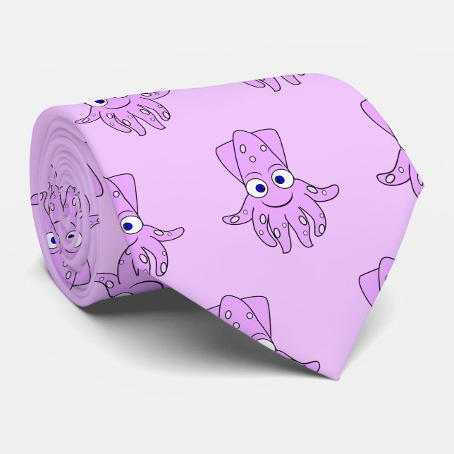 Lila Tintenfisch-Design Krawatte (Gerollt)