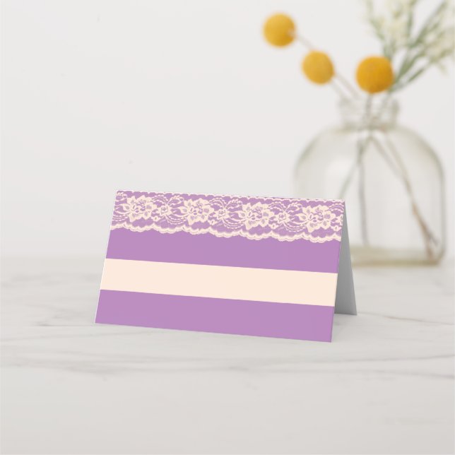 Lila Tischdekoration Mimosa Bar Platzkarte (Vorderseite)