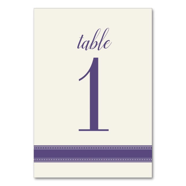 Lila Tischnummer, Caroline Wedding Table Sign Tischnummer (Vorderseite)