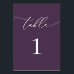 Lila Tischnummer für Minimalistische Hochzeiten<br><div class="desc">Schöne lila-Pflaume,  elegant,  modern und minimalistisch,  Tischnummer-Karte. Vollständig anpassbar. **BITTE BEACHTEN SIE: Um zu bestellen,  passen Sie einfach Ihre Tischnummer an und fügen Sie jede Nummer einzeln in Ihren Warenkorb ein. Dann Karo raus,  wenn du fertig bist.</div>