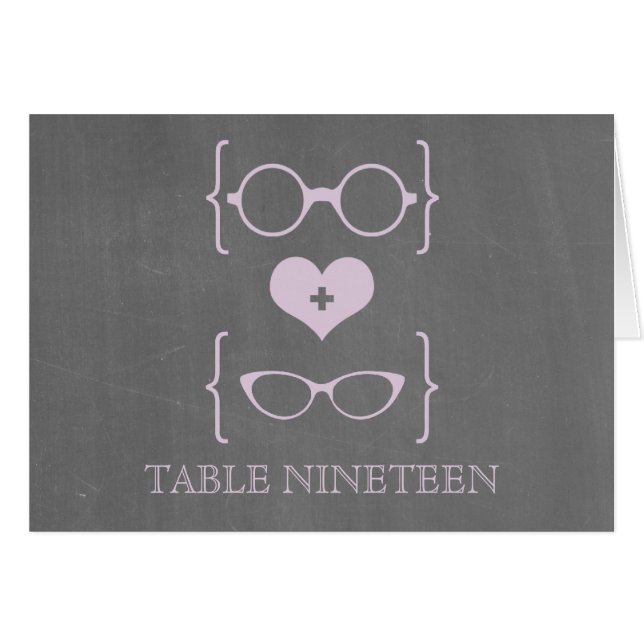 Lila Tischnummer Geeky Glasses Chalkboard (Vorderseite (Horizontal))